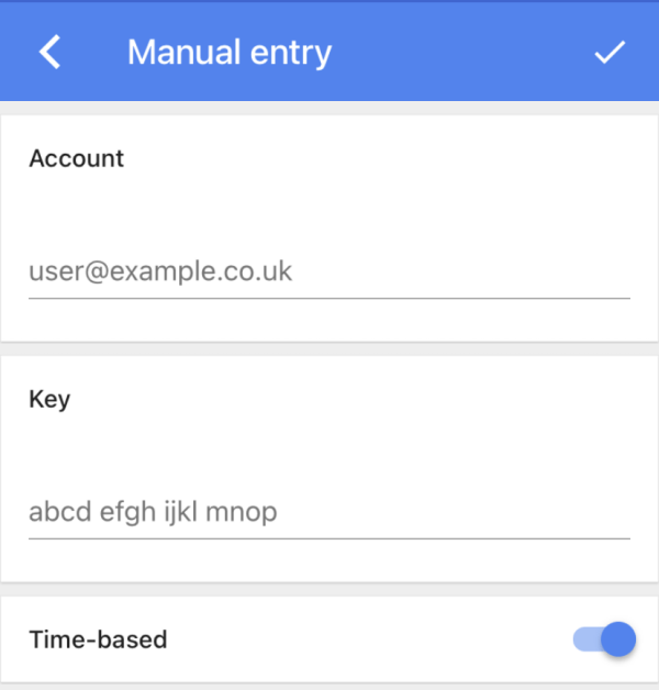 Manual secret input